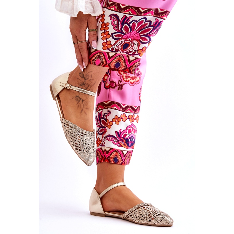 Elegantne ženske ravne sandale, zlatne zlatni 5