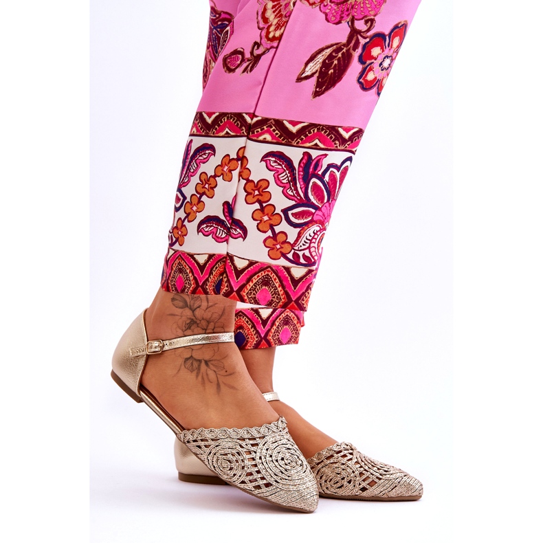 Elegantne ženske ravne sandale, zlatne zlatni 7