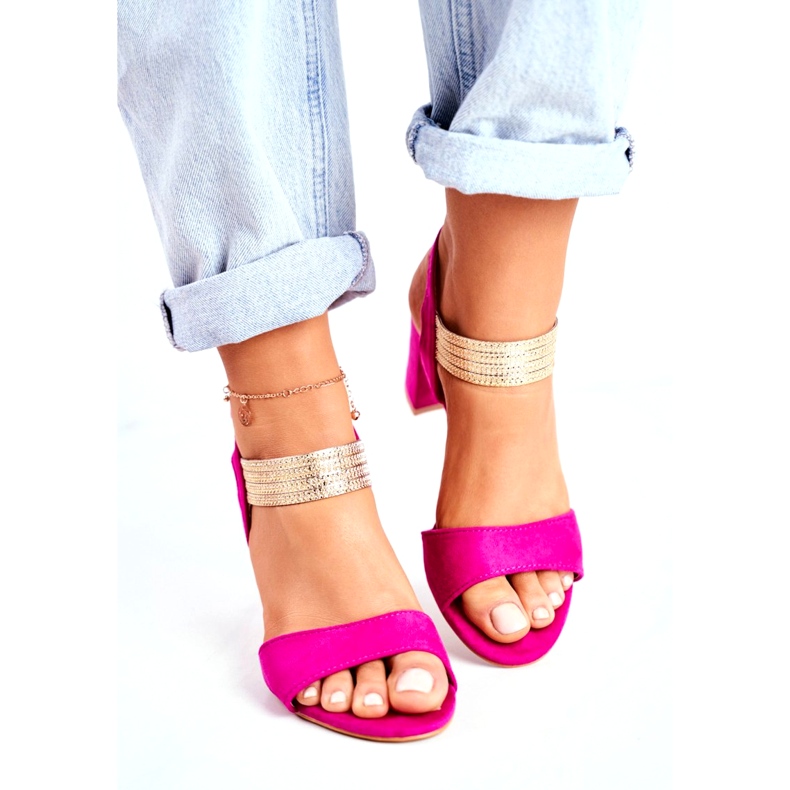 S.Barski Ženske sandale na petu, antilop Fuchsia ružičasta 2