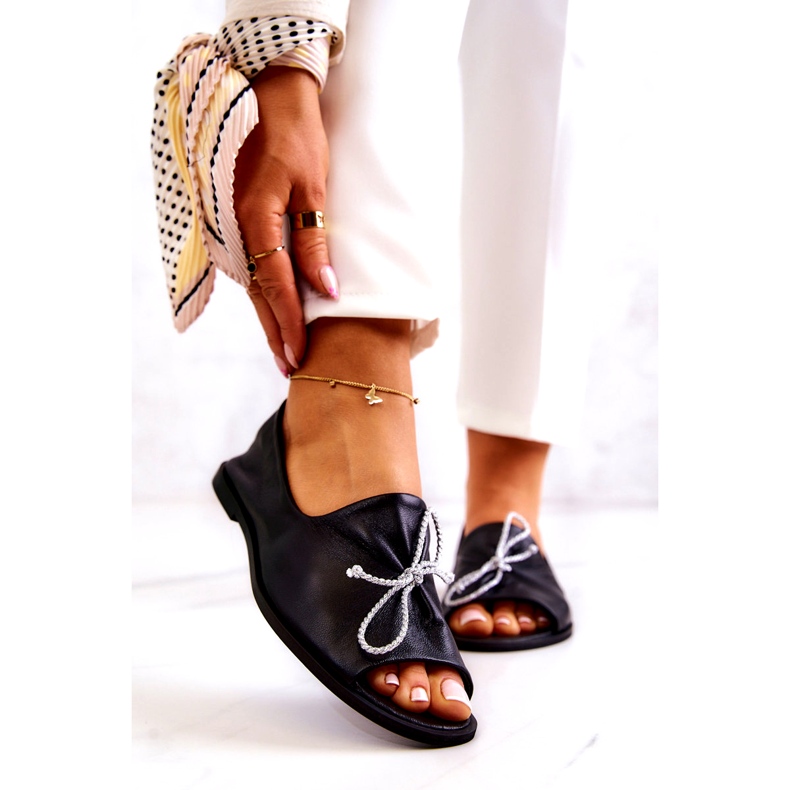 Kožne ženske balerinke Nicole 2660/001 crne crna 1