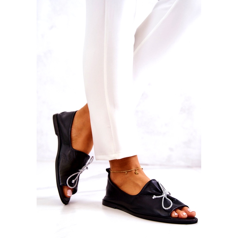 Kožne ženske balerinke Nicole 2660/001 crne crno 2