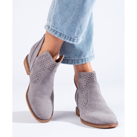 Ažur ženske čizme na klin Shelovet sive siva 1