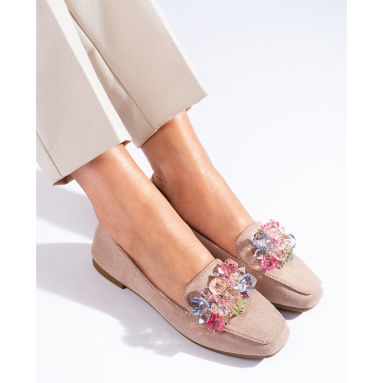 Bež natikače od brušene kože s kristalima iz Sheloveta 1