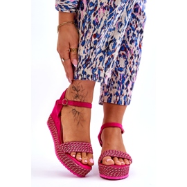 Klasične ženske sandale na klin boje boje fuksije ružičasta 1