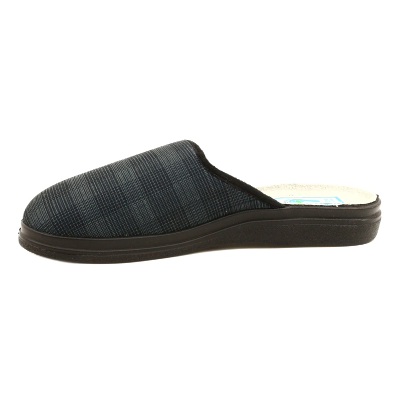 Befado muške izolirane papuče s kariranim pu uzorkom 132M016, tamnoplave siva 2