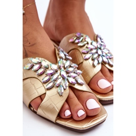 Papuče s ukrasnim kamenčićima S.Barski 617-22 Zlato zlatni 2