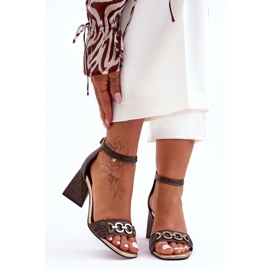 Kožne trokutaste sandale Laura Messi 2595 smeđe smeđa 1