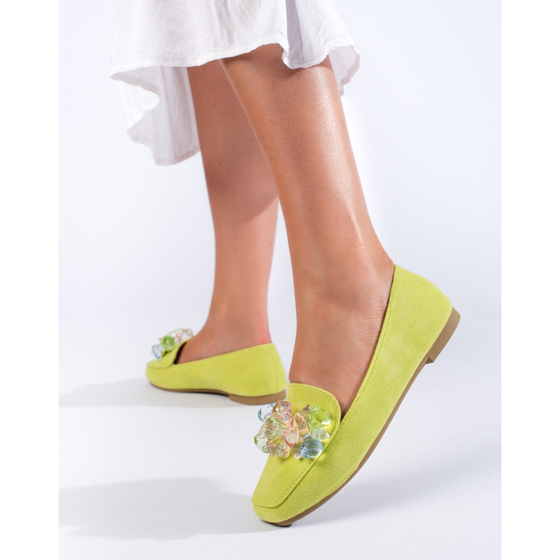 Zelene natikače od brušene kože sa Shelovet kristalima zelena 1