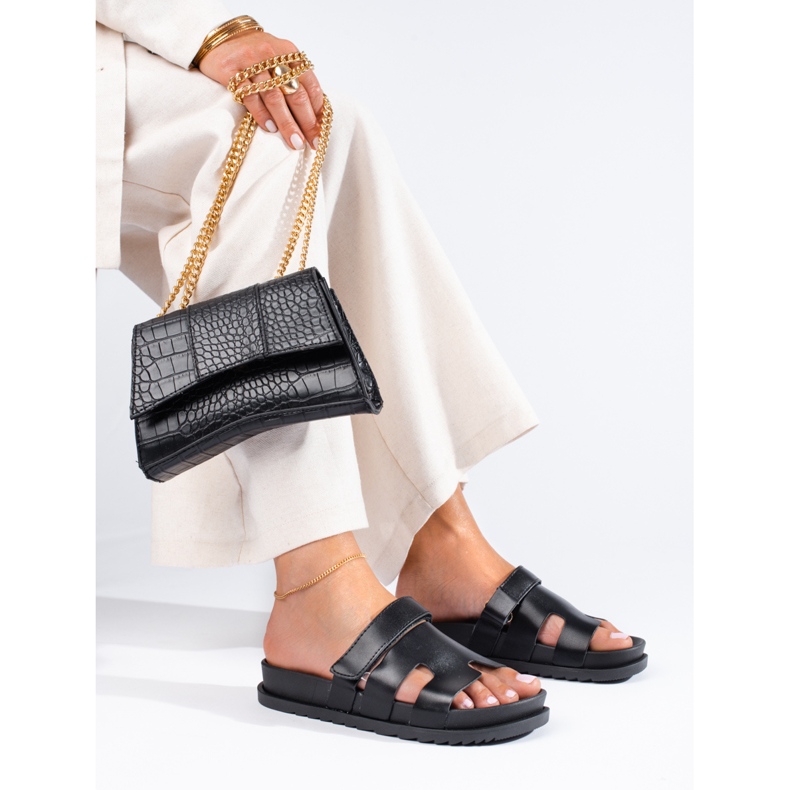 Crne ženske papuče na debeloj Shelovet platformi crno 1