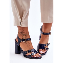 S. BARSKI Lakirane sandale na visoku petu S.Barski 80-3 tamnoplave plava 1