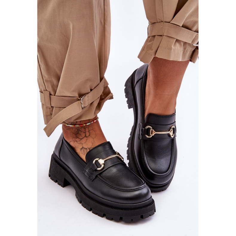 PS1 Ženske klasične mokasine s platformom Black Miracle crno 2