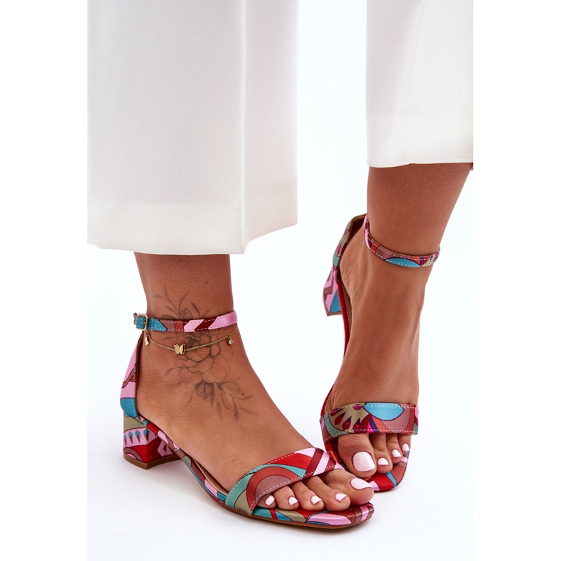 Satenske sandale s visokim petama s uzorkom, ružičasti miks Inspirirajte me! raznobojna 2