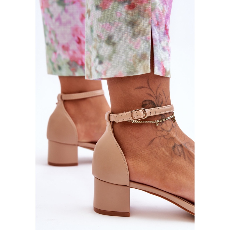 Obične bež kožne sandale na petu Inspire me! 2