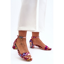 FS1 Satenske sandale s visokim petama s uzorkom, crvena mješavina Inspire Me! raznobojna 2