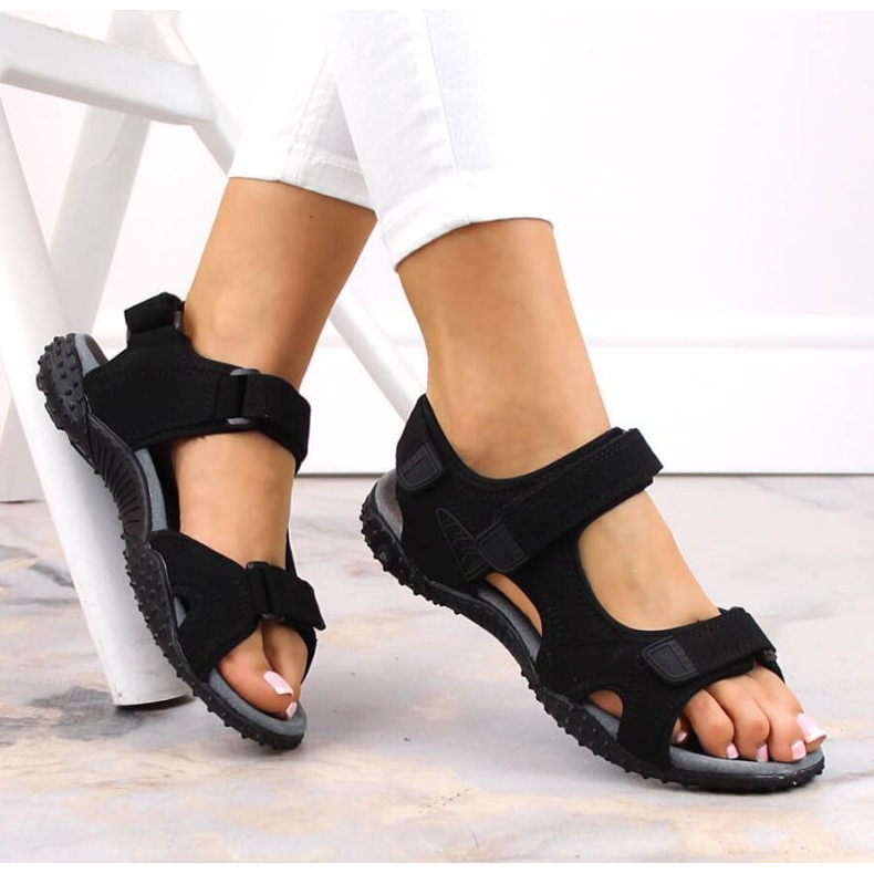 American Club W AM929A crne sportske sandale na čičak crna 2