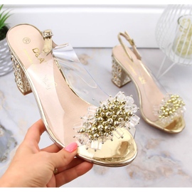 Ženske prozirne sandale na zlatnoj kopči s perlicama S.Barski MR1037-19 zlatni 1