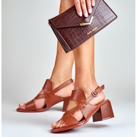 La.Fi Smeđe kožne stiletto sandale smeđa 1