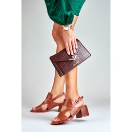 La.Fi Smeđe kožne stiletto sandale smeđa 2