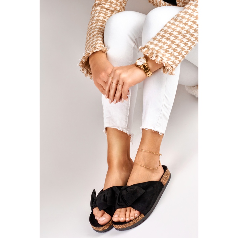 Klasične crne papuče s mašnom crna 2