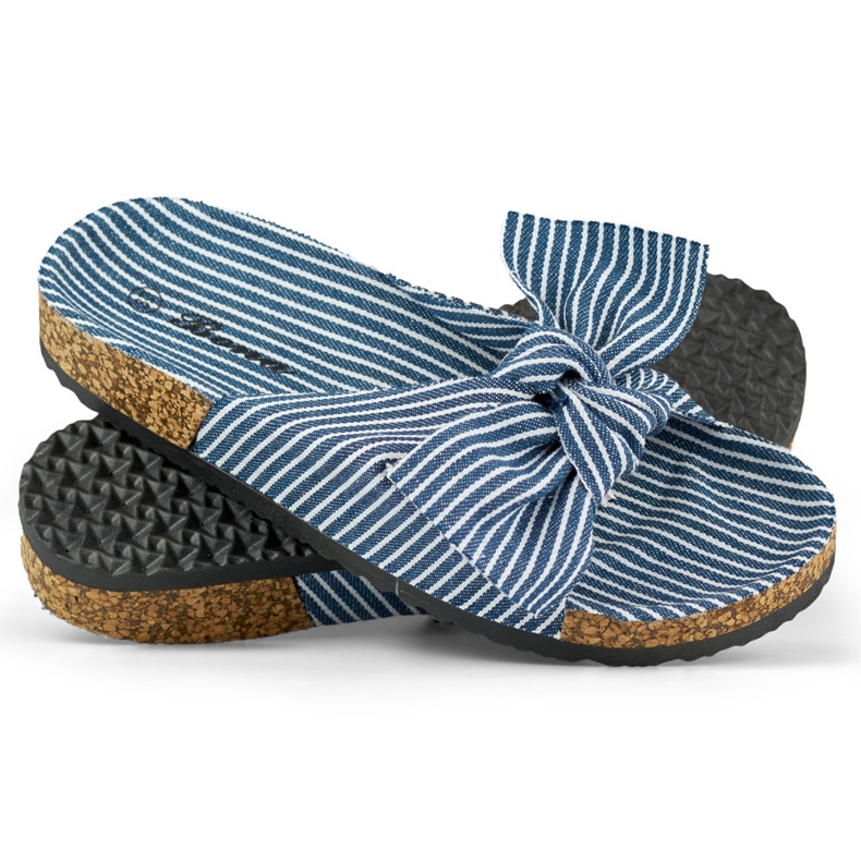 Ženske traper natikače s mašnom plava 2