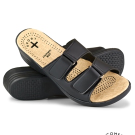 Udobne ženske papuče na čičak crne boje crno 1