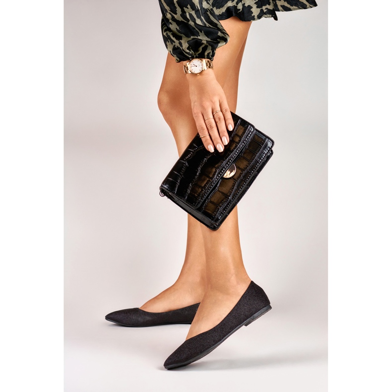 Crne sjajne klasične balerinke crna 1