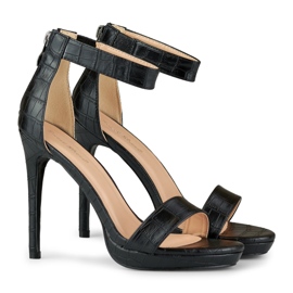 Ženske crne sandale na visoku petu crno 1