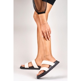 Ženske crno-bijele tkane papuče bijela 2