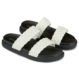 Ženske crno-bijele tkane papuče bijela 1