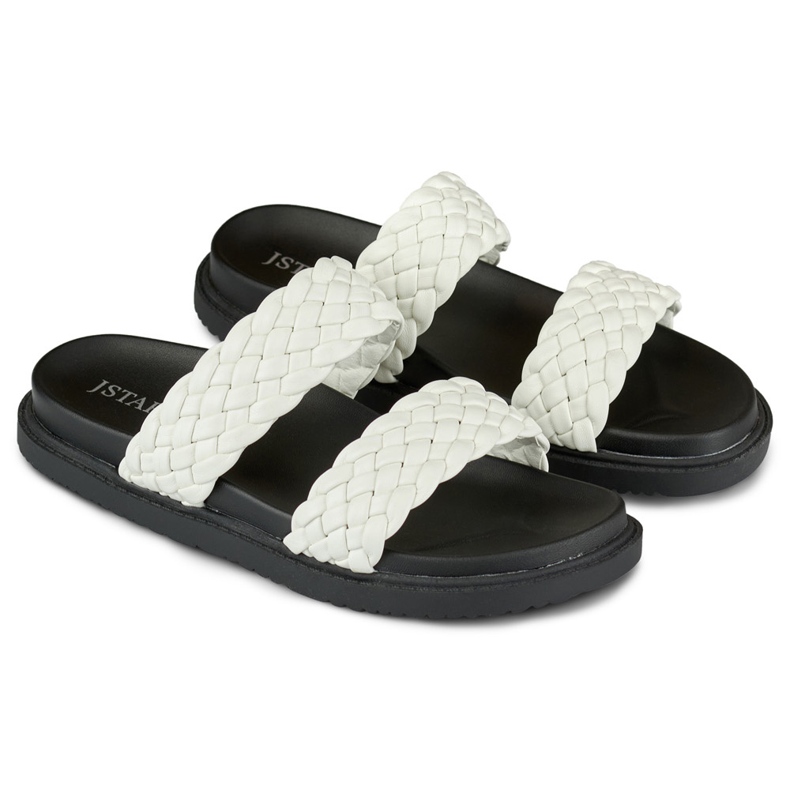 Ženske crno-bijele tkane papuče bijela 1