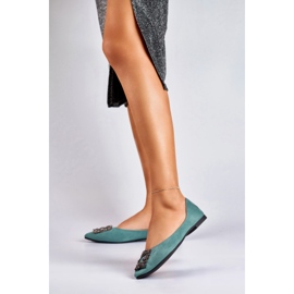 Elegantne ženske balerinke sa ukrasom zelena 2
