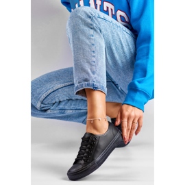 Ženske tenisice od eko kože sa crnim đonom crna 1