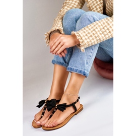 Crne ženske sandale sa mašnom crno 2