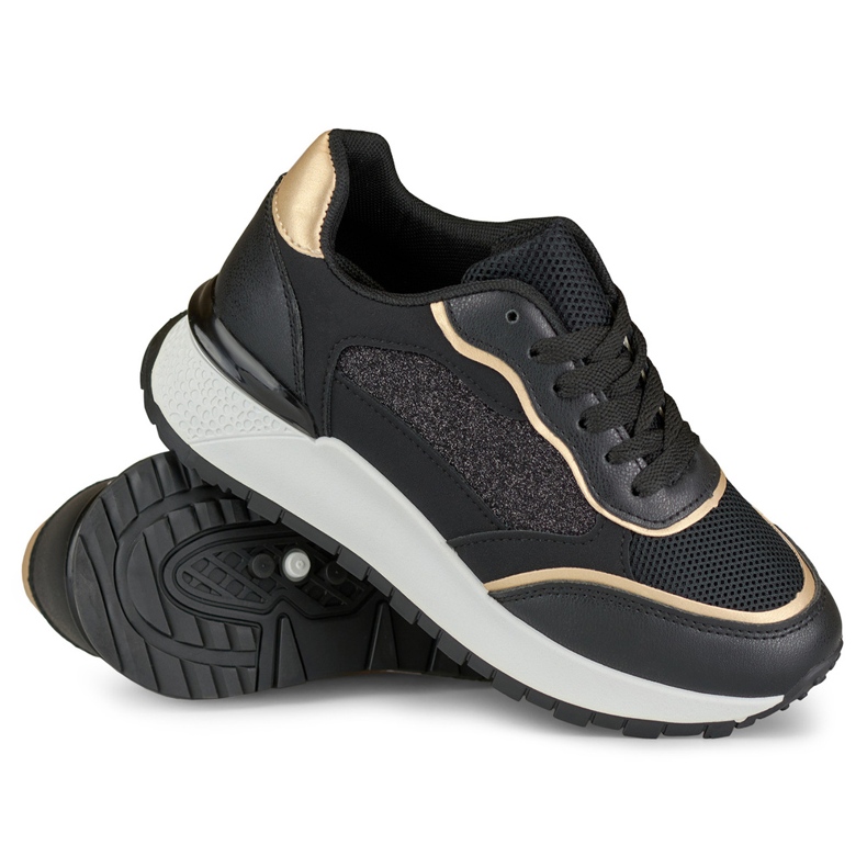 Ženske crne sjajne tenisice crno 1