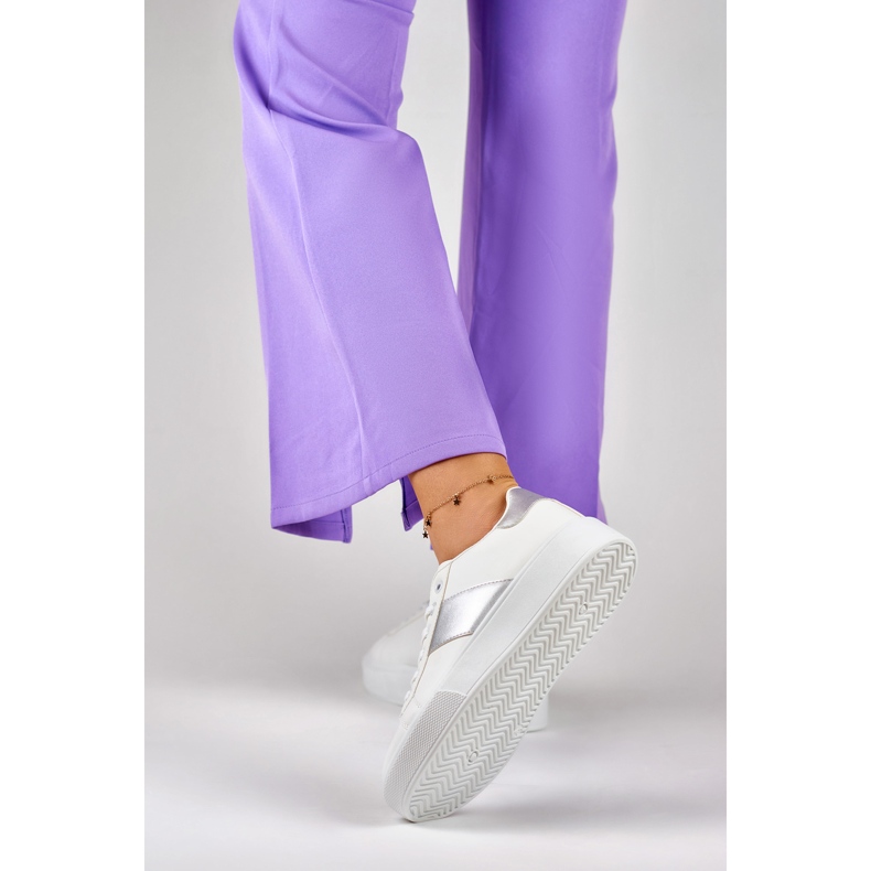 Ženske bijele tenisice na platformu sa srebrnim dodatkom bijela 1