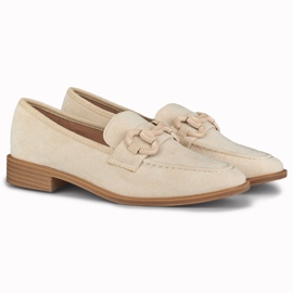 Ženske bež cipele od brušene kože 2