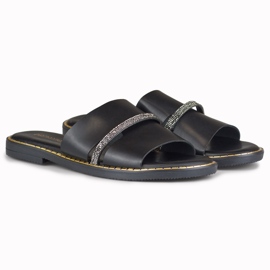 Elegantne crne ženske papuče sa ukrasom crna 2