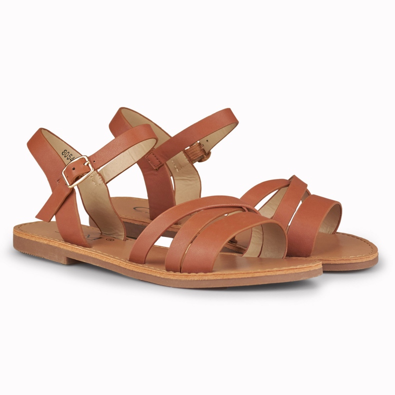 Ljubičaste ženske smeđe ravne sandale smeđa 2