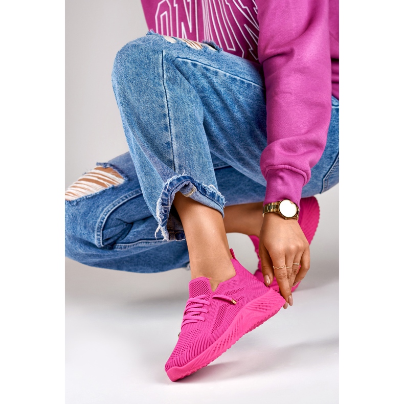 Fuchsia elastične ženske sportske cipele ružičasta 1