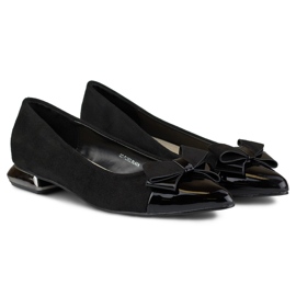 Cipele s mašnom na niskoj srebrnoj peti crno 2