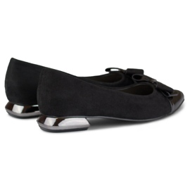 Cipele s mašnom na niskoj srebrnoj peti crna 1