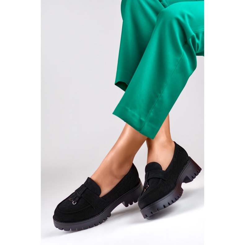 Klasične ženske mokasine od crne antilop kože crno 2