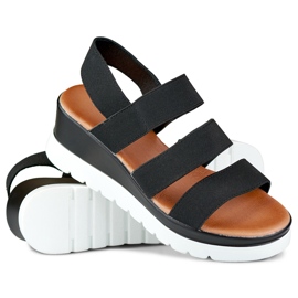 Crne elastične sandale s niskom platformom crno 1