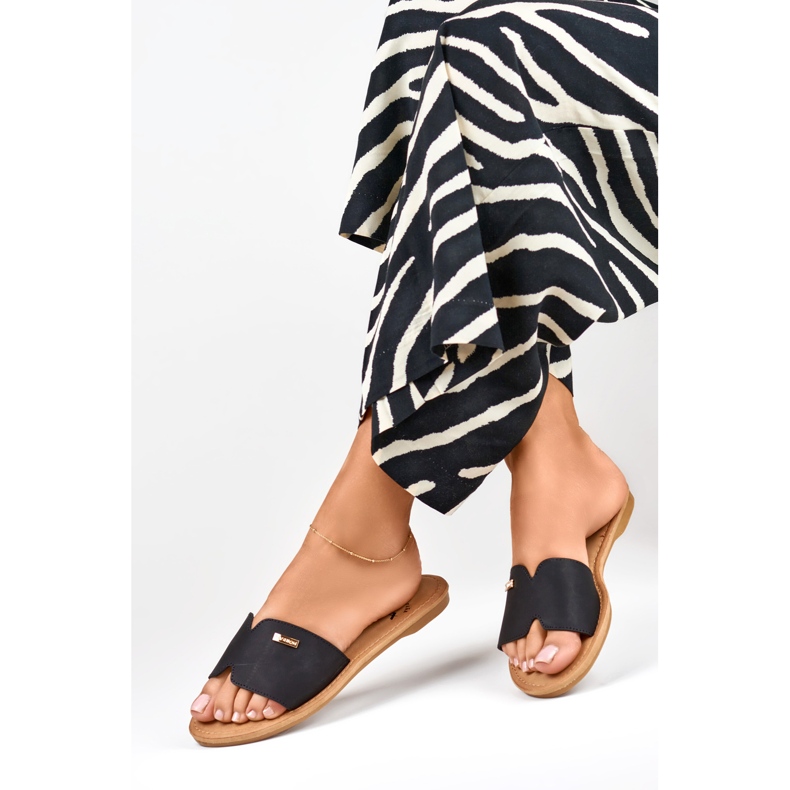 Denly ženske klasične ravne papuče crna 1