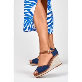 Ženske tamnoplave sandale na klin marke Tomm plava 2