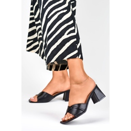 Ženske crne papuče na nisku petu crna 1