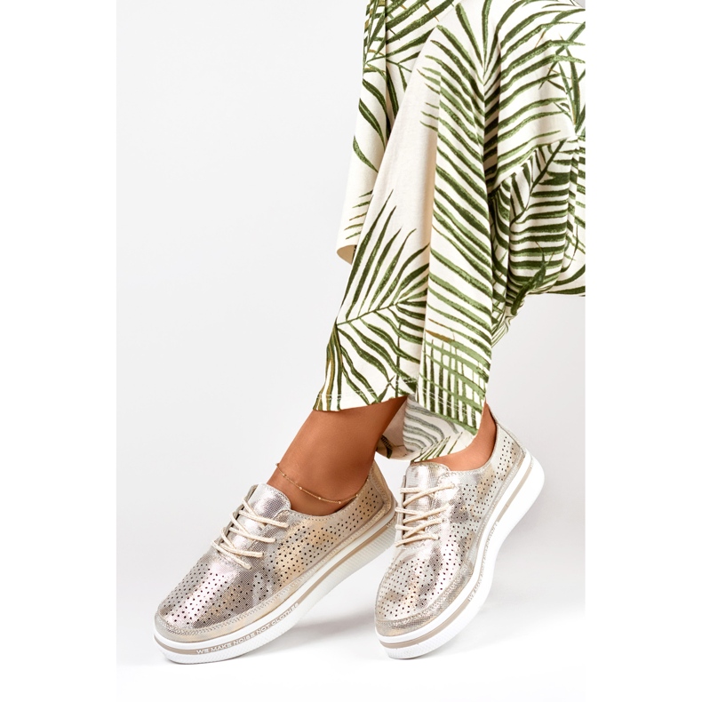 Ženske zlatne sportske cipele od prave kože zlatna 1