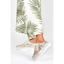 Ženske zlatne sportske cipele od prave kože zlatna 2