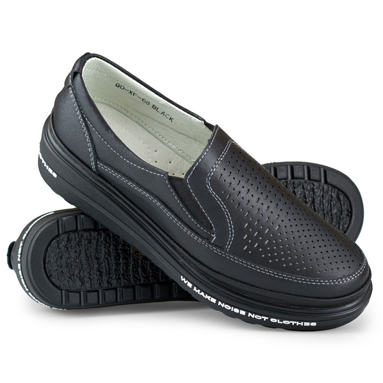 Ženske ažurne cipele od prirodne kože crna 1