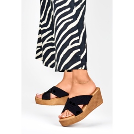 Ženske crne papuče na klin crno 2